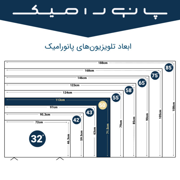 ابعاد تلویزیون 50 اینچ پانورامیک