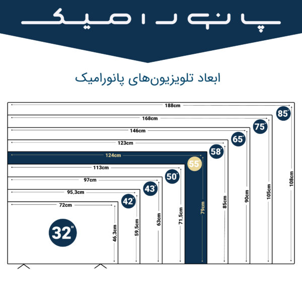 ابعاد تلویزیون 55 اینچ پانورامیک