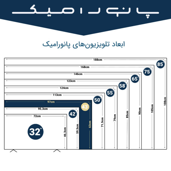 ابعاد تلویزیون 43 اینچ پانورامیک