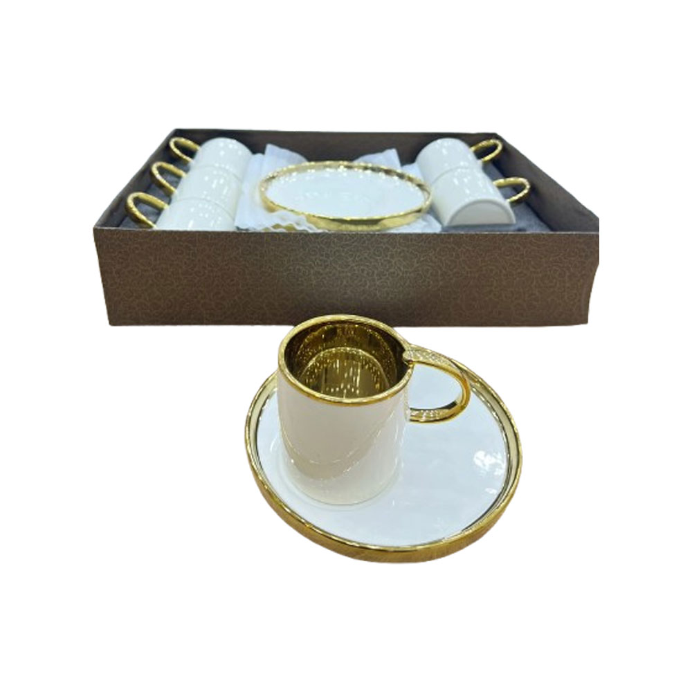 ست چای خوری سرامیکی سفید نلعبکی گرد بزرگ 1298-15